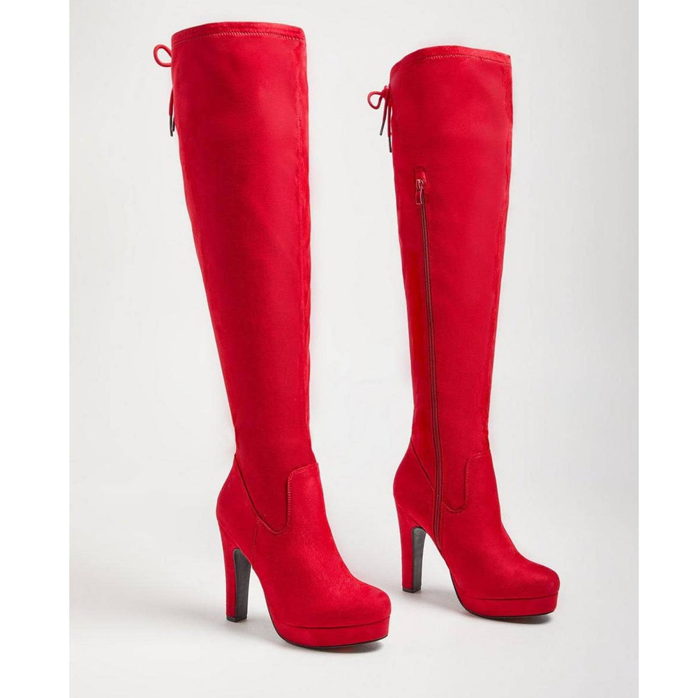 Torrid 8.5WW Sexy Red Wide Calf Over the Knee Platform 4.5" High Heel Boots New
